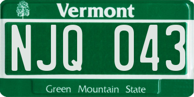 VT license plate NJQ043