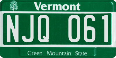 VT license plate NJQ061