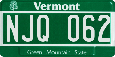 VT license plate NJQ062