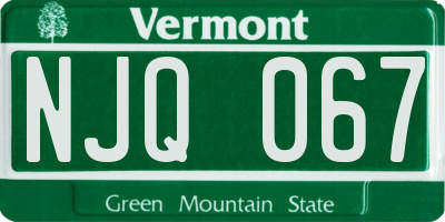 VT license plate NJQ067