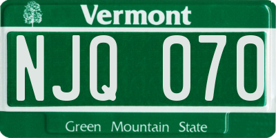 VT license plate NJQ070