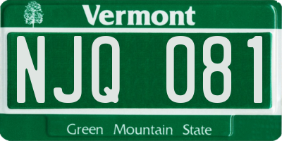 VT license plate NJQ081