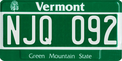 VT license plate NJQ092