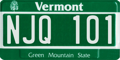 VT license plate NJQ101