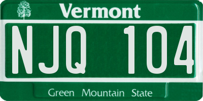 VT license plate NJQ104
