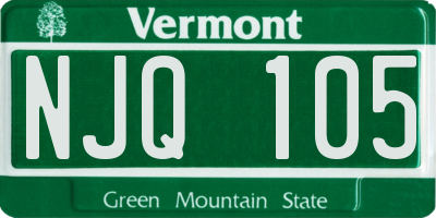 VT license plate NJQ105