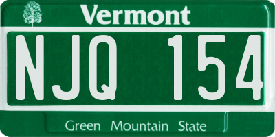 VT license plate NJQ154