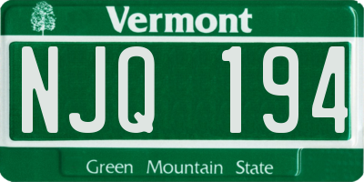 VT license plate NJQ194