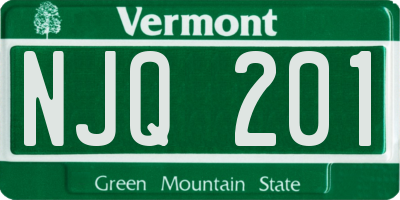 VT license plate NJQ201