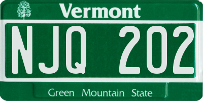VT license plate NJQ202