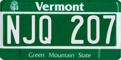 VT license plate NJQ207