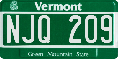 VT license plate NJQ209