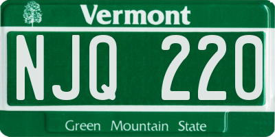 VT license plate NJQ220