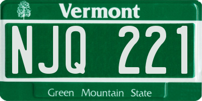 VT license plate NJQ221
