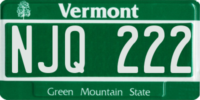 VT license plate NJQ222