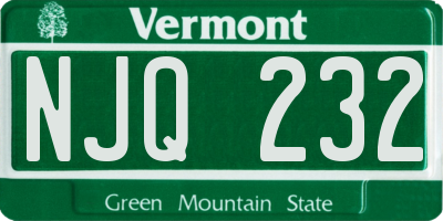 VT license plate NJQ232