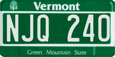 VT license plate NJQ240