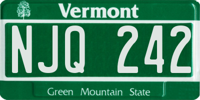 VT license plate NJQ242