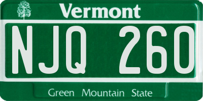 VT license plate NJQ260