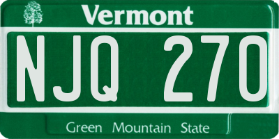 VT license plate NJQ270