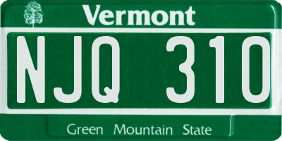 VT license plate NJQ310