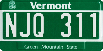 VT license plate NJQ311