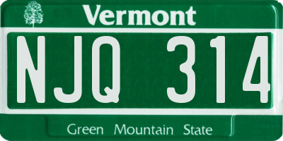 VT license plate NJQ314