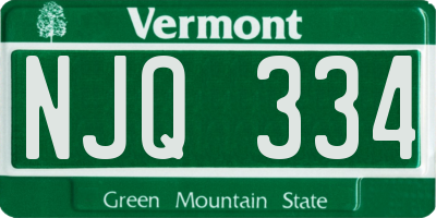 VT license plate NJQ334