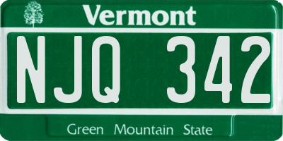 VT license plate NJQ342