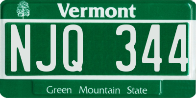 VT license plate NJQ344