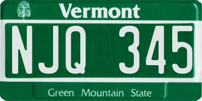 VT license plate NJQ345