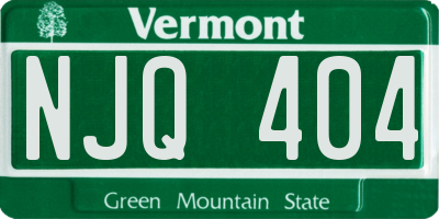 VT license plate NJQ404