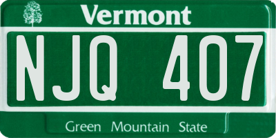 VT license plate NJQ407