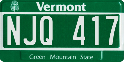 VT license plate NJQ417