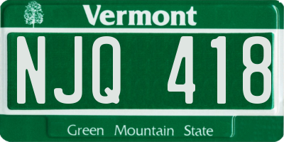 VT license plate NJQ418