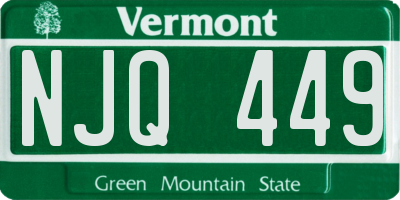VT license plate NJQ449