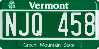 VT license plate NJQ458