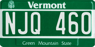 VT license plate NJQ460