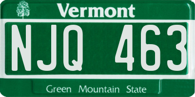 VT license plate NJQ463