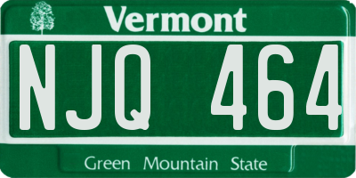VT license plate NJQ464