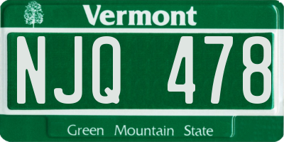 VT license plate NJQ478
