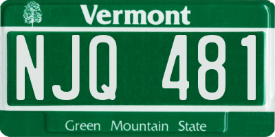 VT license plate NJQ481