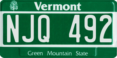 VT license plate NJQ492