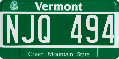 VT license plate NJQ494