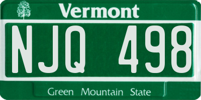 VT license plate NJQ498