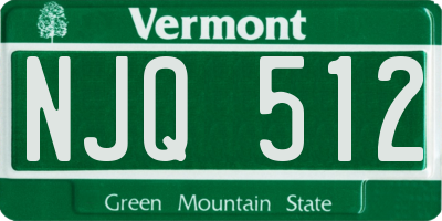 VT license plate NJQ512