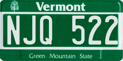 VT license plate NJQ522