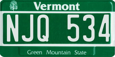 VT license plate NJQ534