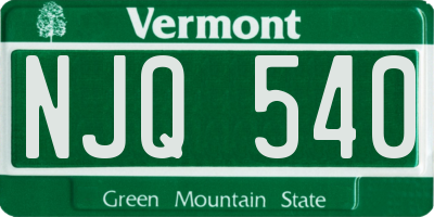 VT license plate NJQ540