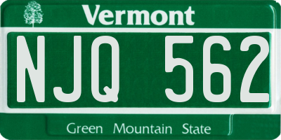 VT license plate NJQ562